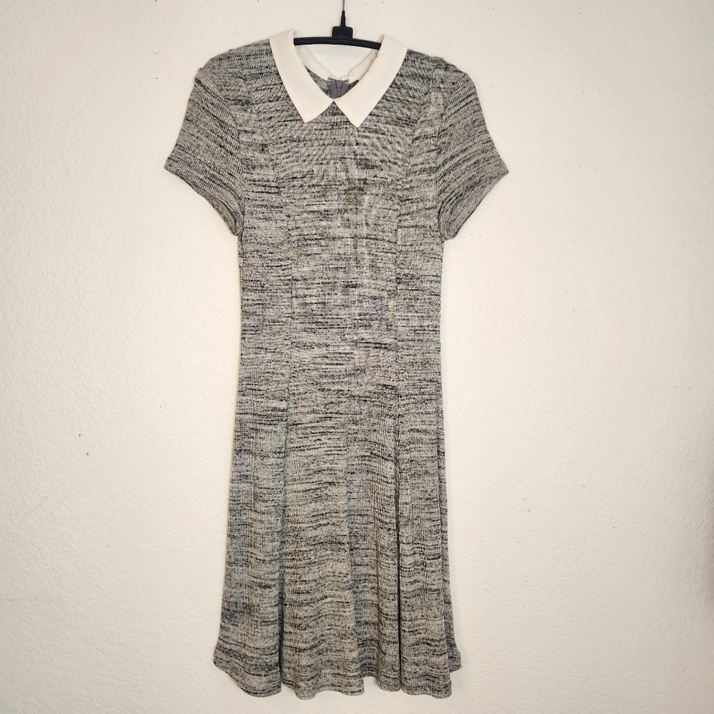Lush Gray Knit Dress with Collar, Size S